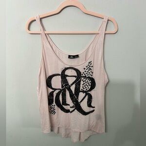 Scene Weaver Light Pink Scoop Neck Tank with Black Graphic